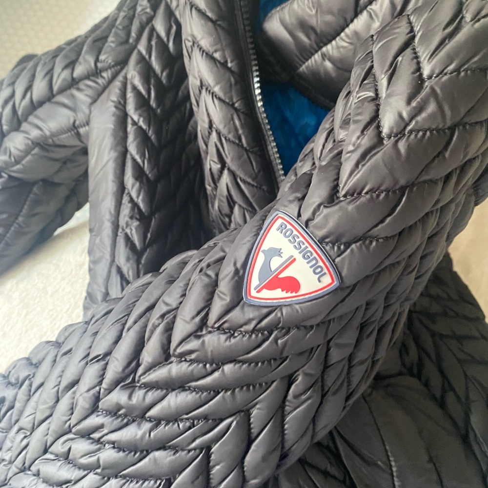 Rossignol Black Quilted Jacket with Blue Lining